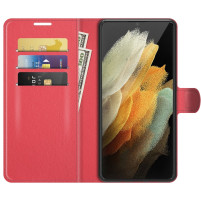 Луксозен кожен калъф тефтер стойка и клипс FLEXI за  Samsung Galaxy S23 Ultra 5G SM-S918B червен  